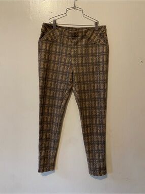 Zac & Rachel Brown Plaid Ponte Leggings